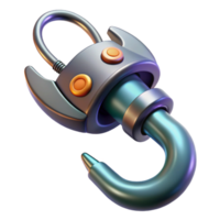 romantic dazzling Futuristic grappling hook with retractable cable, NO BACKGROUND with Transparent Background. high quality png