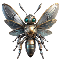 vibrante nórdico detallado robótico insecto con metálico alas, No antecedentes con transparente antecedentes. precisión png