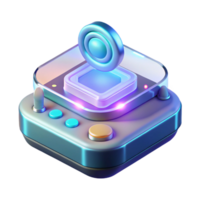 serene calm retro Advanced communication device with holographic interface, NO BACKGROUND with Transparent Background. ultra HD png