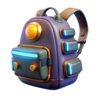 glorious exceptional Futuristic backpack with glowing energy cells, NO BACKGROUND with Transparent Background. png