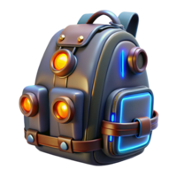 vibrant playful impressionist Futuristic backpack with glowing energy cells, NO BACKGROUND with Transparent Background. elite png