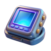 stunning industrial Advanced translator device with glowing screen, NO BACKGROUND with Transparent Background. impeccable png