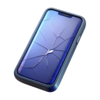 mesmerizing modern Smartphone with cracked screen NO BACKGROUND with Transparent Background. refined png