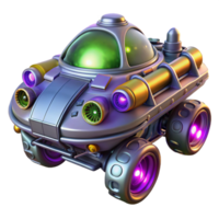 rare contemporary Complex alien vehicle with glowing engine, NO BACKGROUND with Transparent Background. fine detail png