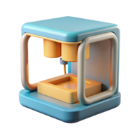 intense hypnotic 3D printer printing a small object NO BACKGROUND with Transparent Background. precision png