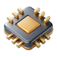 joyful serene Microchip with gold connectors NO BACKGROUND with Transparent Background. professional png