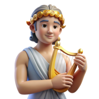 memorable impressionist Apollo, God of Music and Light, holding lyre, NO BACKGROUND with Transparent Background. detailed png