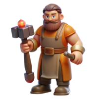 unparalleled renaissance Hephaestus, God of the Forge, holding hammer, NO BACKGROUND with Transparent Background. flawless png