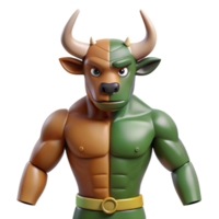 striking whimsical organic Minotaur, half-man, half-bull, NO BACKGROUND with Transparent Background. premium png