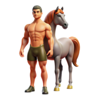 hypnotic dreamy impressionist Centaur, half-man, half-horse, NO BACKGROUND with Transparent Background. fine detail png