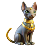 vibrant celebrated Bastet, Egyptian cat goddess, NO BACKGROUND with Transparent Background. png