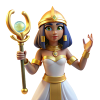 passionate vibrant Isis, Egyptian goddess of magic, NO BACKGROUND with Transparent Background. sharp png