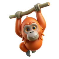 majestoso inigualável orangotango suspensão a partir de uma ramo ramo não visível não fundo com transparente fundo. png