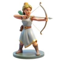 remarkable gothic Artemis, Goddess of the Hunt, with bow and arrow, NO BACKGROUND with Transparent Background. museum quality png