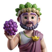 unforgettable gothic Dionysus, God of Wine, holding grapes, NO BACKGROUND with Transparent Background. handcrafted png