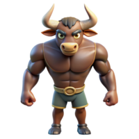 magnificent abstract Minotaur, half-bull, half-man, NO BACKGROUND with Transparent Background. 8K png