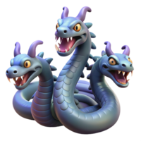 spectacular remarkable Hydra, multi-headed serpent, NO BACKGROUND with Transparent Background. png