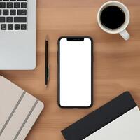 Sleek Smartphone Lying on a Desk Perfect for UI and App Showcases photo