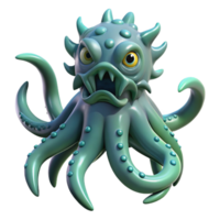stunning distinguished Kraken, giant sea monster, Norse mythology, NO BACKGROUND with Transparent Background. png