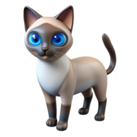 playful majestic A sleek Siamese cat with piercing blue eyes. NO BACKGROUND with Transparent Background. 8K png