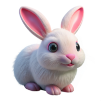 vibrant signature A fluffy white rabbit with pink ears. NO BACKGROUND with Transparent Background. png