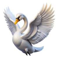 notable art deco A graceful swan with outstretched wings. NO BACKGROUND with Transparent Background. high resolution png