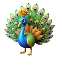 mesmerizing exceptional A colorful peacock displaying its feathers. NO BACKGROUND with Transparent Background. png