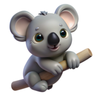 striking inspired A shy koala clinging to a branch. NO BACKGROUND with Transparent Background. png