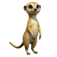 melancholic enchanting A curious meerkat standing upright. NO BACKGROUND with Transparent Background. premium png