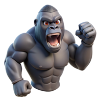 mesmerizing quintessential A powerful gorilla, beating its chest. NO BACKGROUND with Transparent Background. png