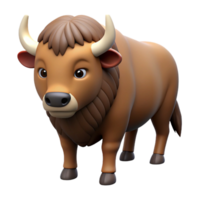 vibrant contemporary A bison, head lowered. NO BACKGROUND with Transparent Background. studio quality png