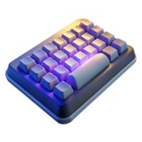 gorgeous contemporary Computer keyboard with illuminated keys NO BACKGROUND with Transparent Background. sharp png