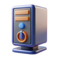 spectacular harmonious vintage Desktop computer tower with power button NO BACKGROUND with Transparent Background. professional png