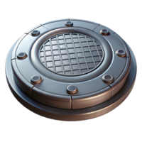stunning quintessential Manhole cover, circular, iron, NO BACKGROUND with Transparent Background. png