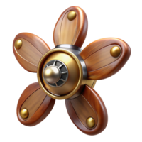 mesmerizing mysterious rustic Steampunk airship propeller made of polished wood and copper. NO BACKGROUND with Transparent Background. sharp png