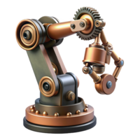 glorious energetic tropical Steampunk robotic arm with exposed gears and pipes. NO BACKGROUND with Transparent Background. high resolution png
