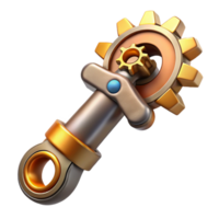 sumptuous surreal Steampunk wrench with adjustable gears and brass finish. NO BACKGROUND with Transparent Background. gallery standard png