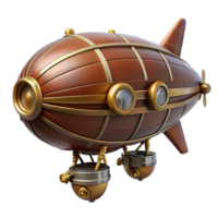 wonderful unparalleled Steampunk zeppelin miniature with intricate details and propellers. NO BACKGROUND with Transparent Background. png