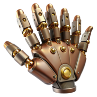 passionate majestic Steampunk robotic hand with articulated fingers and exposed wiring. NO BACKGROUND with Transparent Background. 4K png