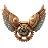 majestic remarkable Steampunk wings with intricate metal framework and gears. NO BACKGROUND with Transparent Background. png