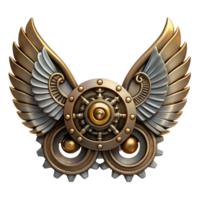 majestic tranquil baroque Steampunk wings with intricate metal framework and gears. NO BACKGROUND with Transparent Background. elite png