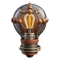 serene notable Steampunk lightbulb with visible filaments and intricate wiring. NO BACKGROUND with Transparent Background. png