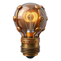 standout industrial Steampunk lightbulb with visible filaments and intricate wiring. NO BACKGROUND with Transparent Background. luxury png