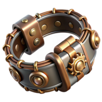 unparalleled modern Steampunk bracelet with intricate metalwork and clasps. NO BACKGROUND with Transparent Background. ultra HD png