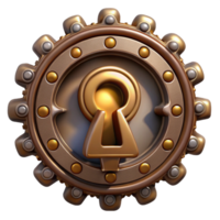 mysterious wonderful Steampunk keyhole with intricate detailing and gears. NO BACKGROUND with Transparent Background. top-tier png