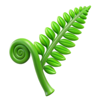 spectacular minimalist Green fern frond unfurling NO BACKGROUND with Transparent Background. premium png