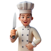 glorious exceptional Chef holding a knife, NO BACKGROUND with Transparent Background. png