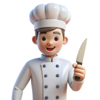 remarkable retro Chef holding a knife, NO BACKGROUND with Transparent Background. sharp png