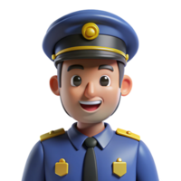 intense pristine Police officer in uniform, NO BACKGROUND with Transparent Background. handcrafted png