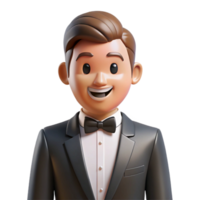playful elegant Groom in a tuxedo, NO BACKGROUND with Transparent Background. elite png